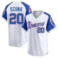 A.Braves #20 Marcell Ozuna Player Throwback Cooperstown Collection White Limited Baseball Jerseys