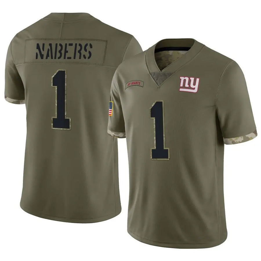 NY.Giants #1 Malik Nabers Player Salute To Service Olive Football Jerseys