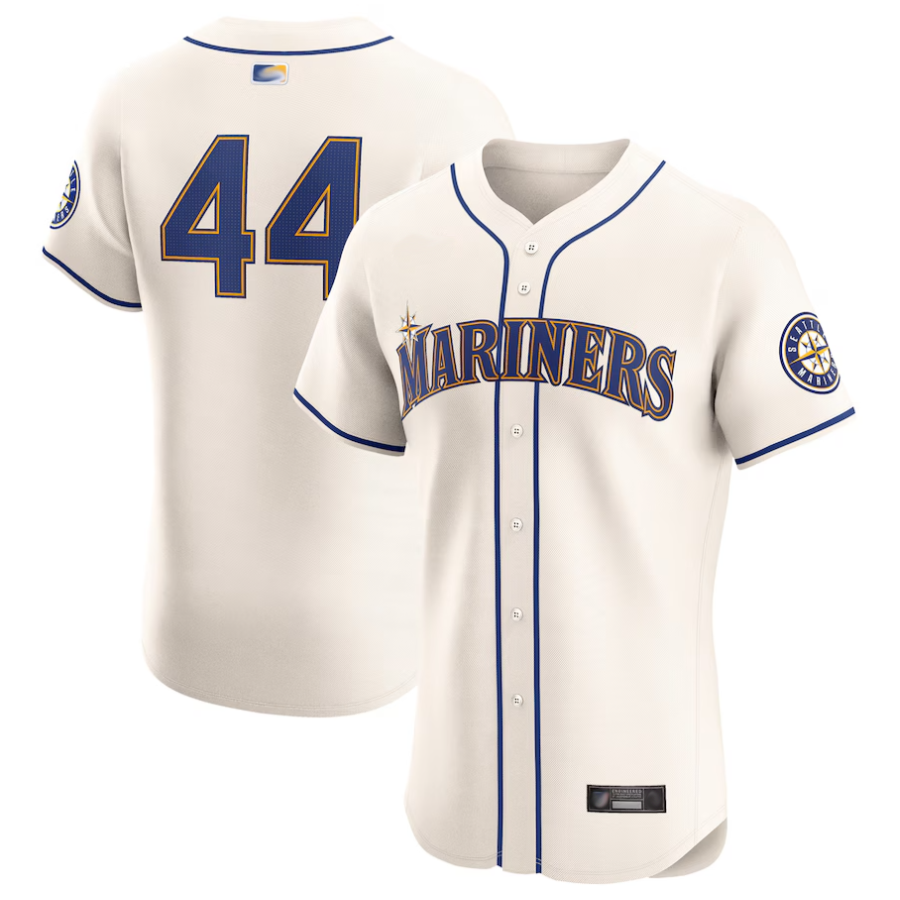 S.Mariners #44 Julio Rodr隆搂aguez Player Cream Elite Baseball Jerseys